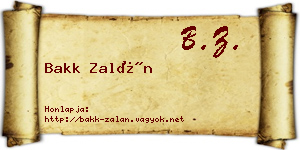 Bakk Zalán névjegykártya